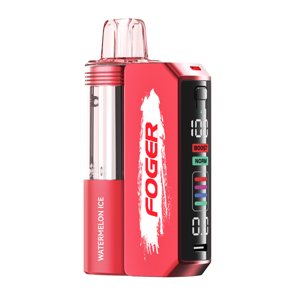 A side-by-side comparison of the nicotine free lost mary MT15000 Turbo box and device next to a standard nicotine Lost Mary for size and design comparison.
