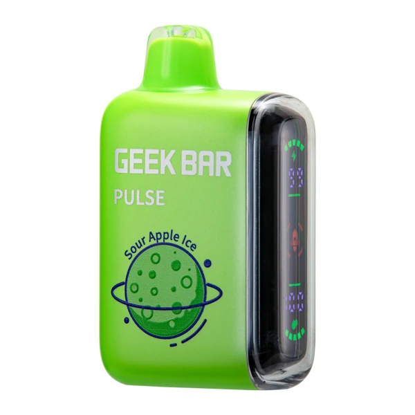 Sour Apple Ice Geek Bar Pulse - sour apple pop geek bar in use