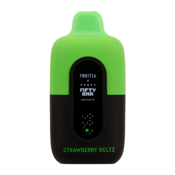 Close-up of sour apple pop geek bar e-liquid window showing green liquid
